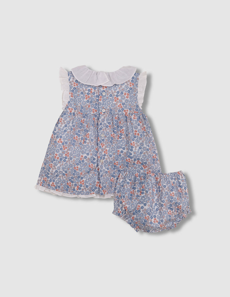 Vestido de florecitas con nido de abeja