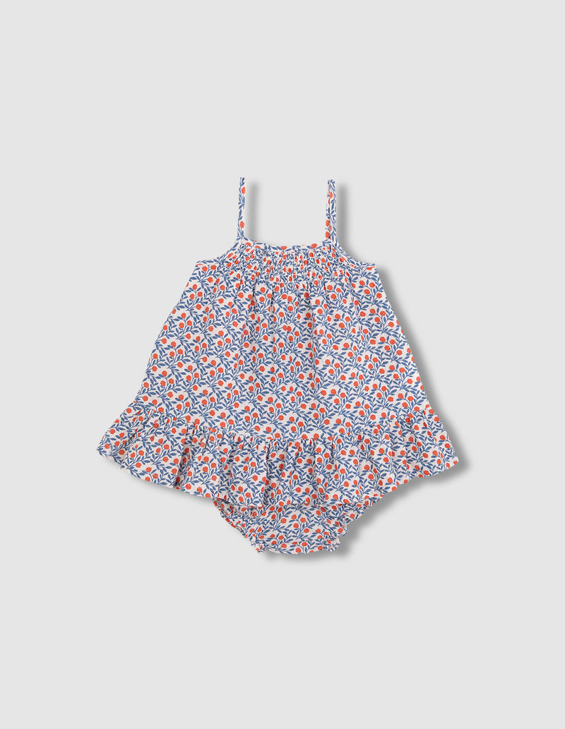 Vestido estampado de tirantes con borda