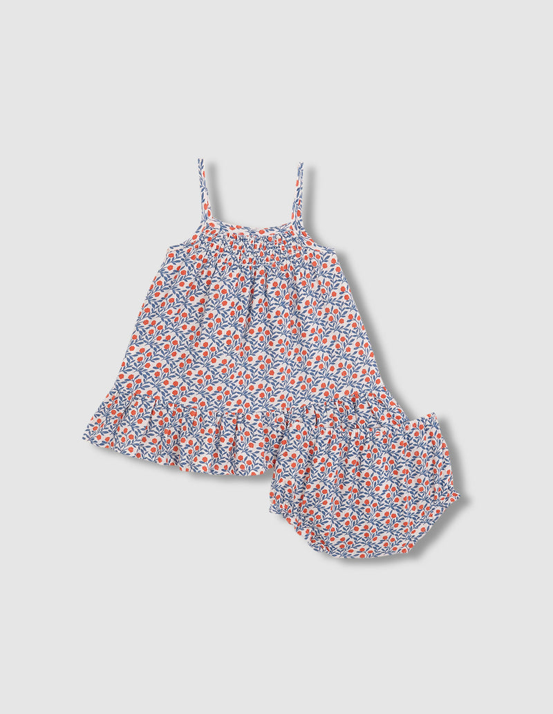 Vestido estampado de tirantes con borda