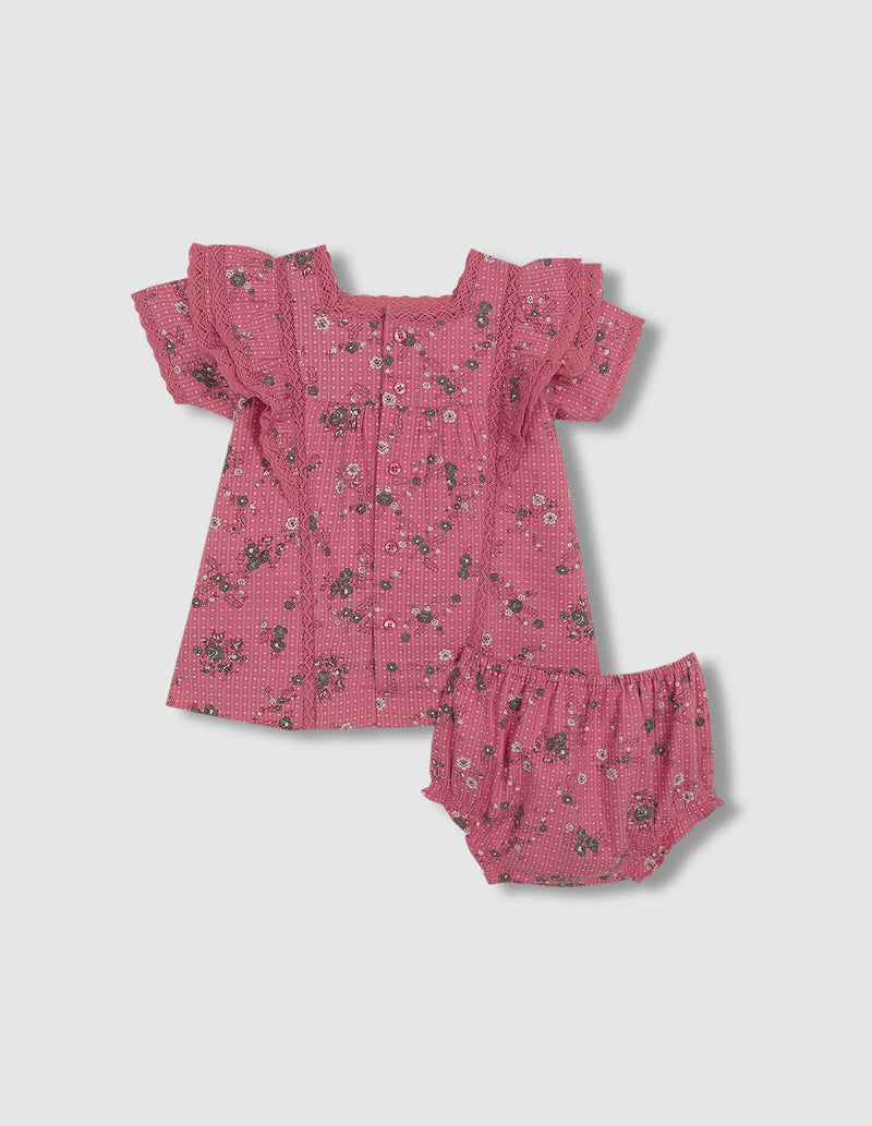 Vestido estampado de flores con volantes