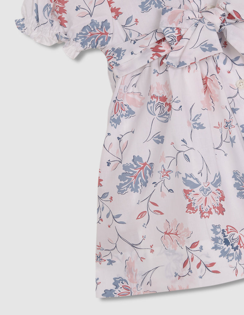 Vestido de flores con nido de abeja y ma