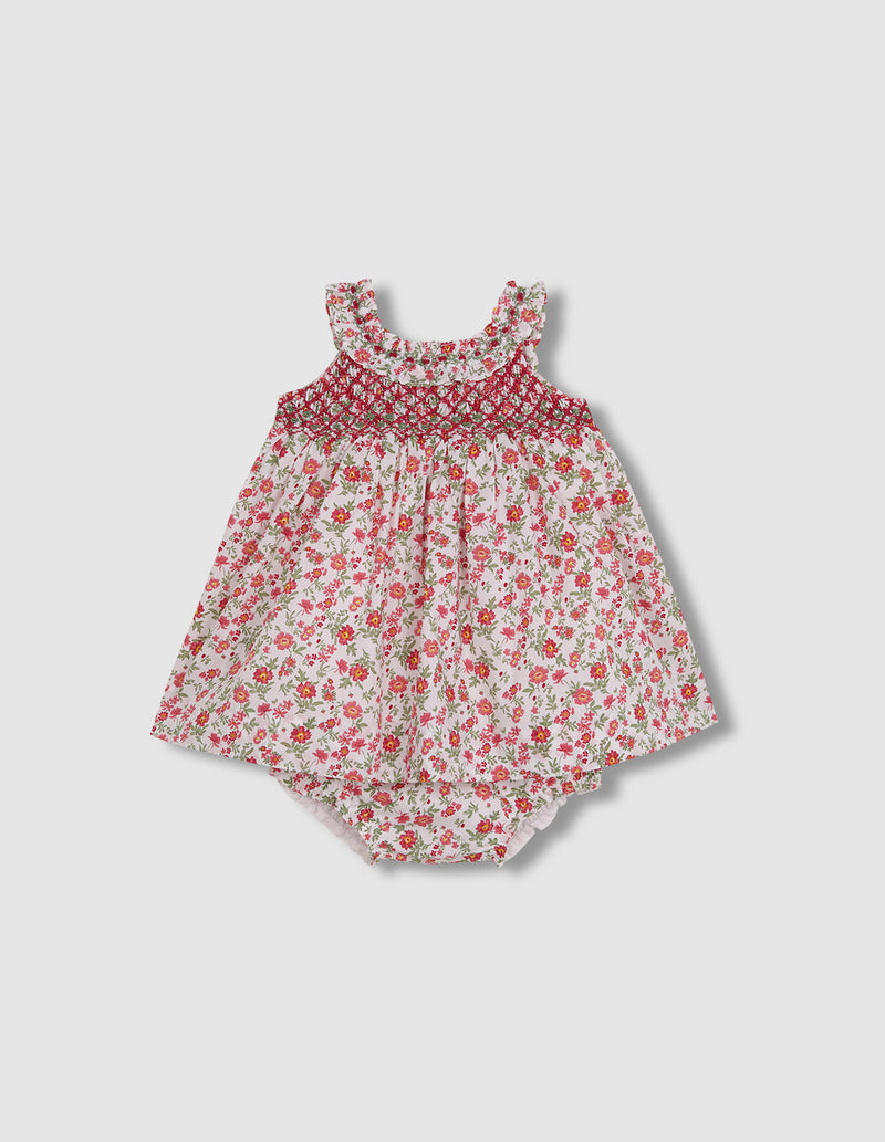 Vestido de flores sin mangas con volante