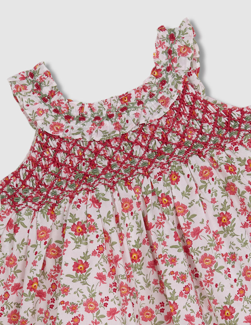Vestido de flores sin mangas con volante