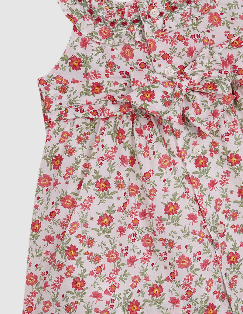 Vestido de flores sin mangas con volante