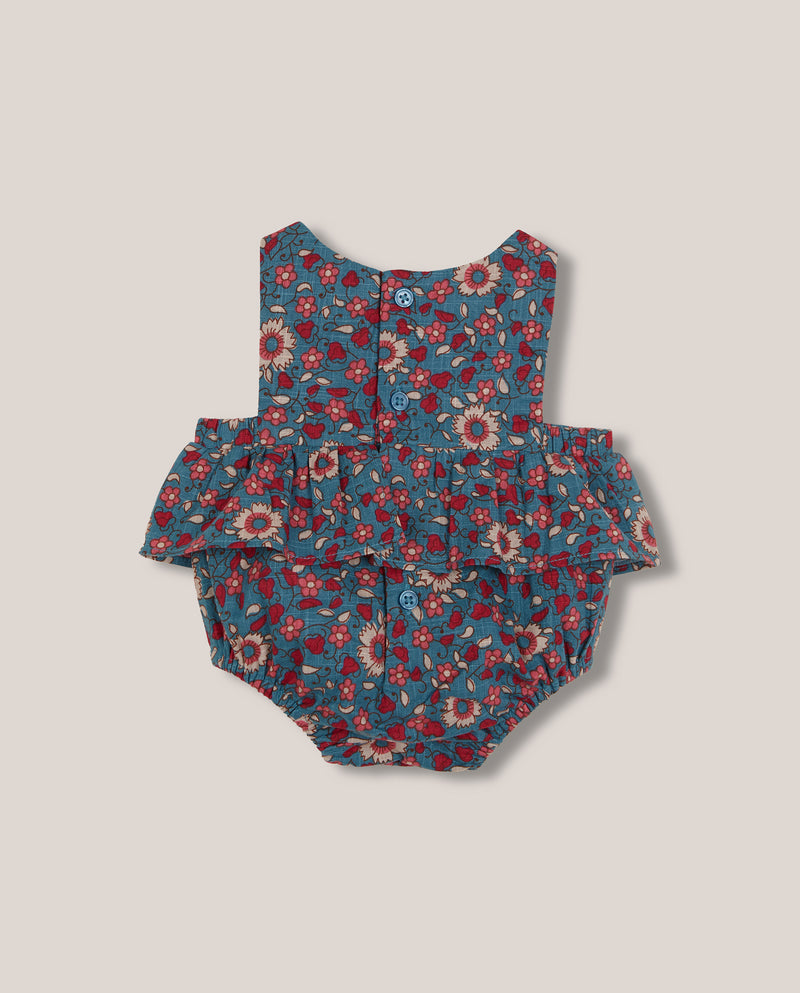Ranita azul para niña con estampado de flores