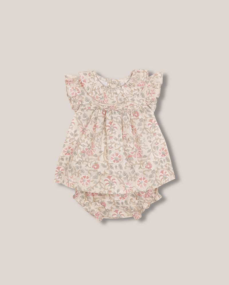 Vestido estampado para bebé con cubrepañal