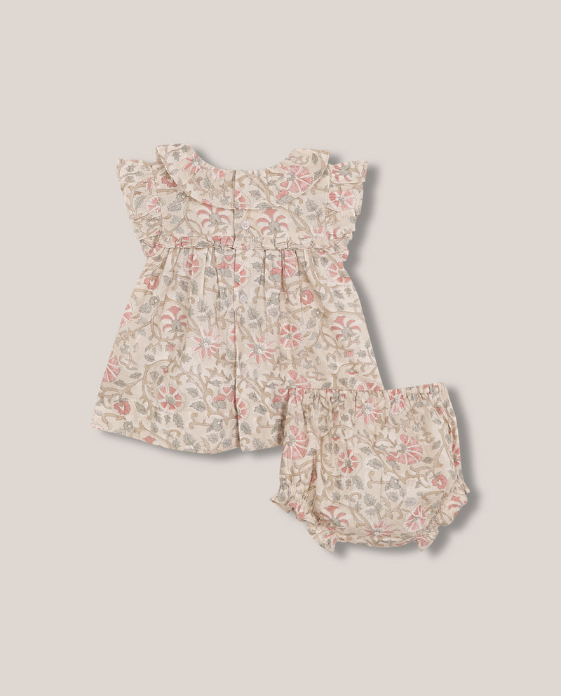 Vestido estampado para bebé con cubrepañal