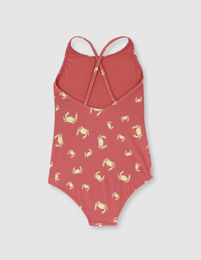 Traje de baño a una pieza de niña con estampado de cangrejos