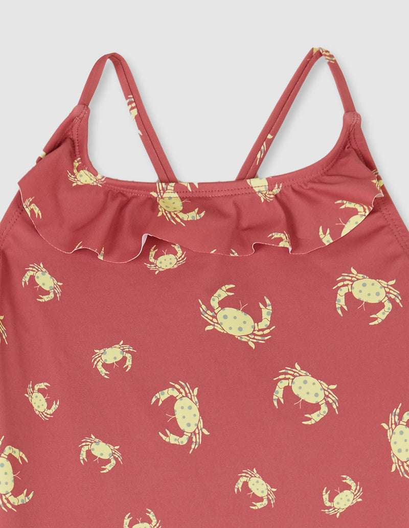 Traje de baño a una pieza de niña con estampado de cangrejos
