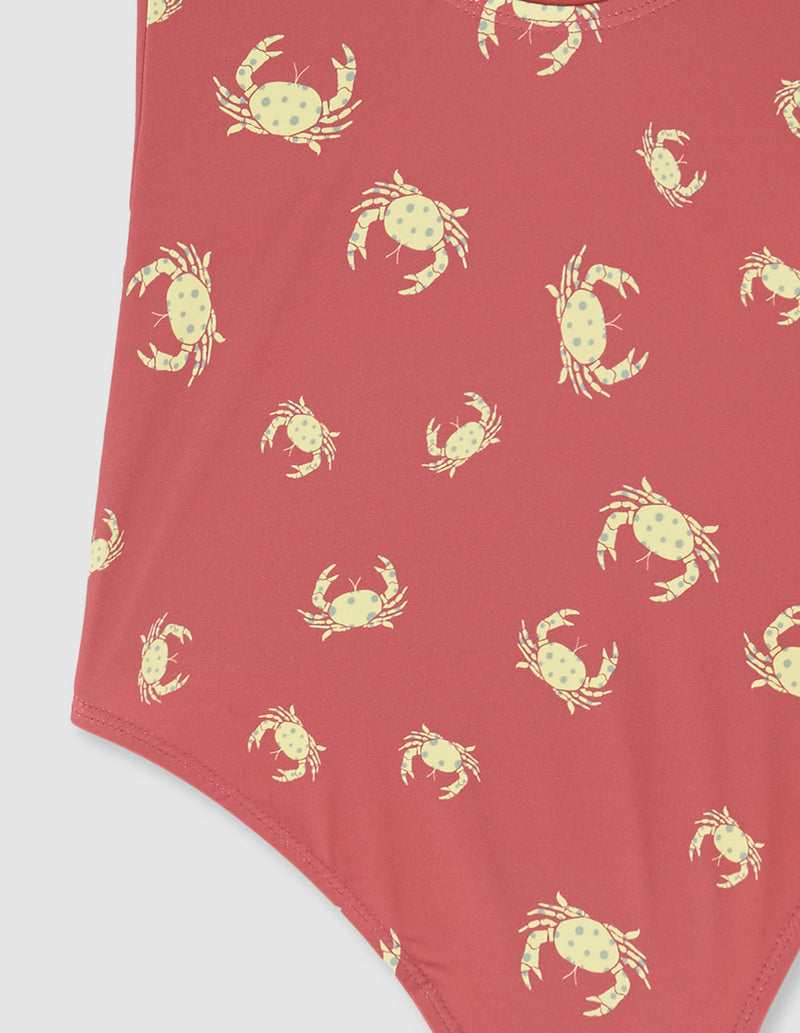 Traje de baño a una pieza de niña con estampado de cangrejos