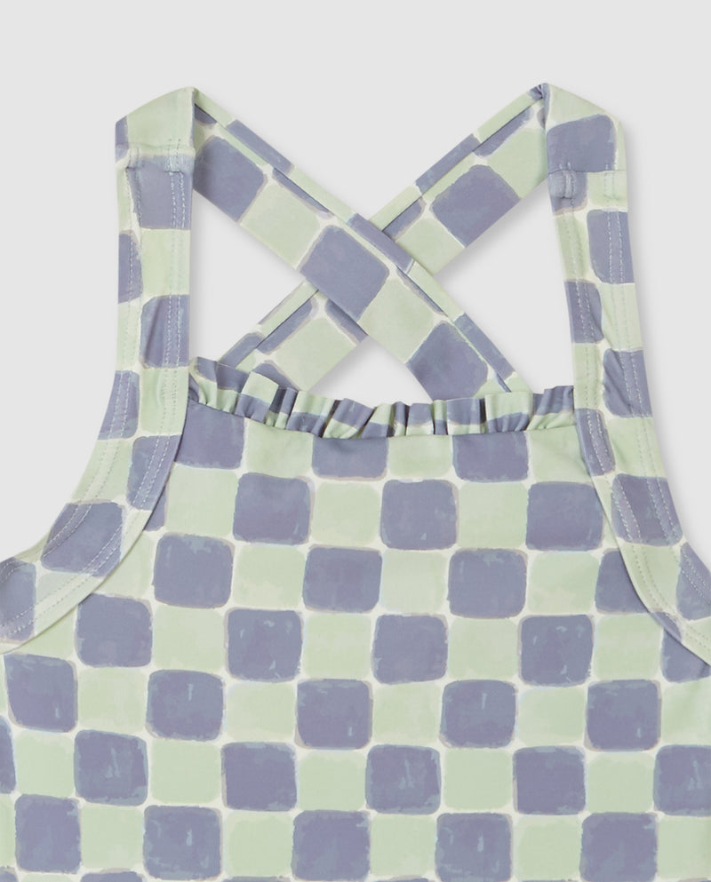 Traje de Baño con Estampado De Cuadros