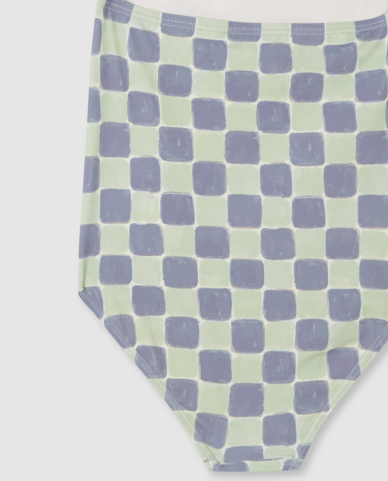 Traje de Baño con Estampado De Cuadros