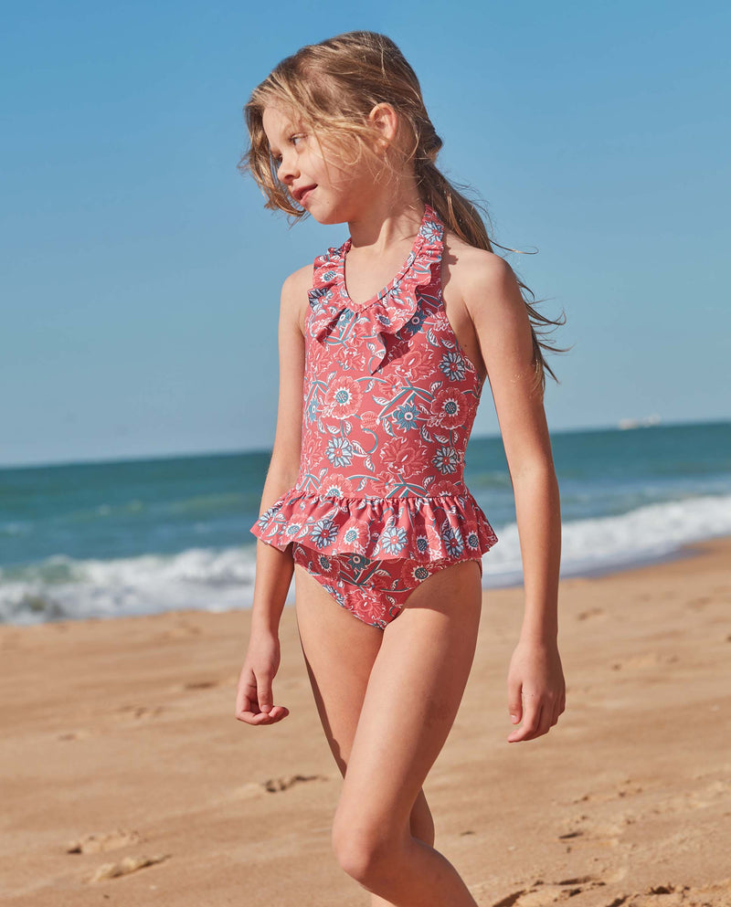 Traje de baño floral para niña