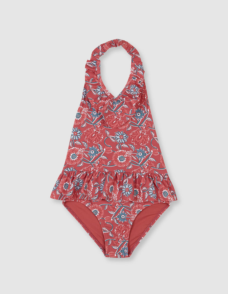 Traje de baño floral para niña con bolero