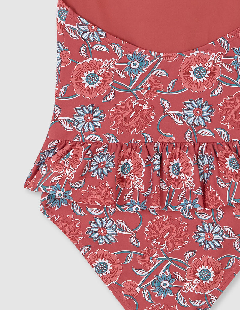 Traje de baño floral para niña con bolero