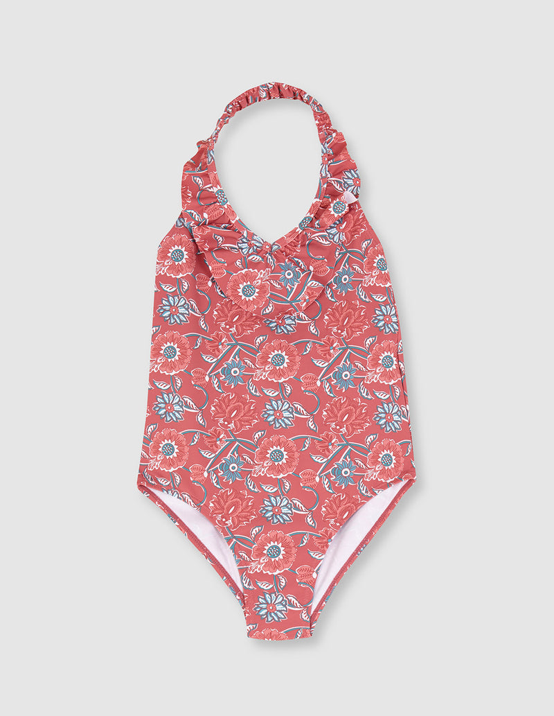 Traje de baño a una pieza de niña con estampado