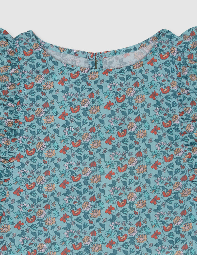 Blusa azul turquesa para niña