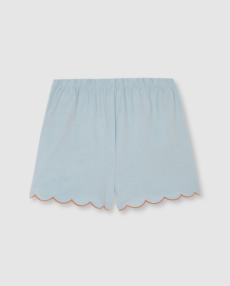 Pijama para niña con cuello bebé y estampado naranja