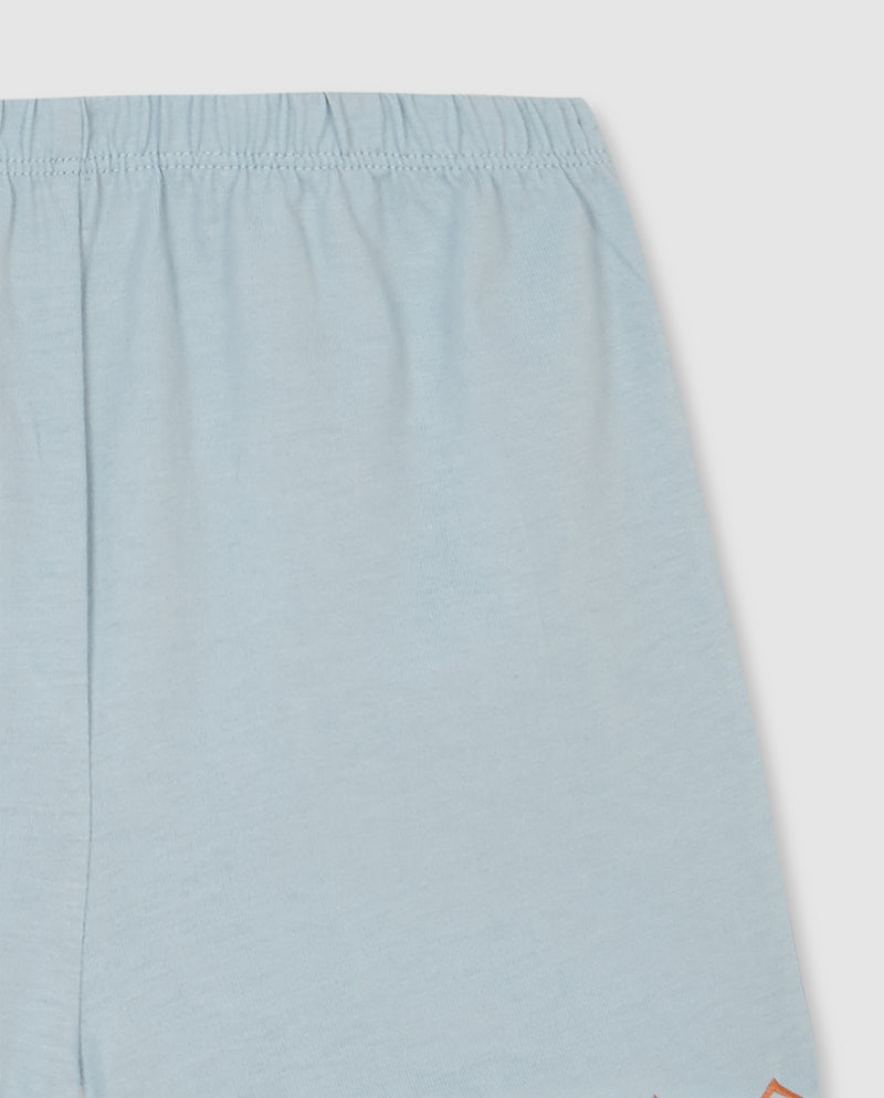 Pijama para niña con cuello bebé y estampado naranja