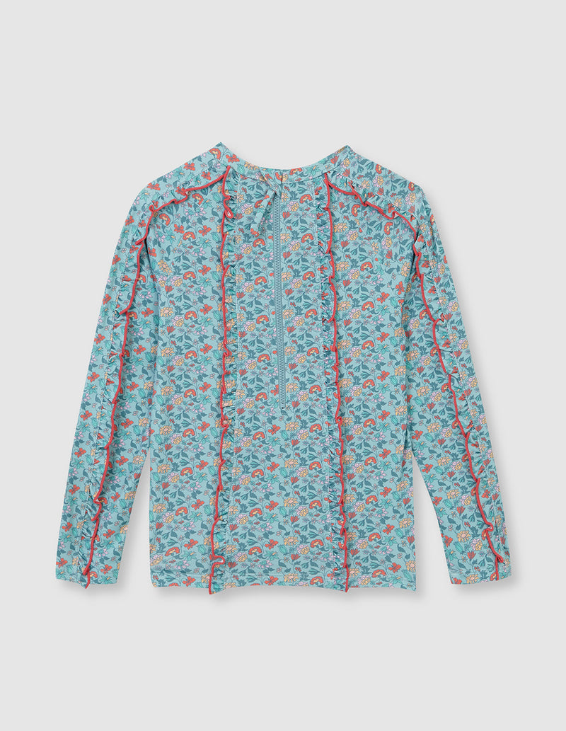 Camisa de baño para niña con estampado de flores