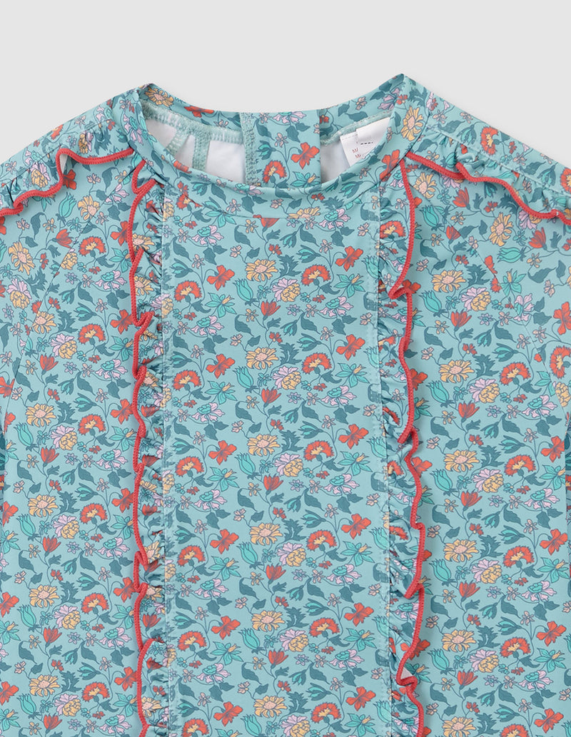 Camisa de baño para niña con estampado de flores