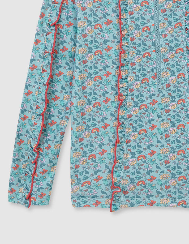 Camisa de baño para niña con estampado de flores