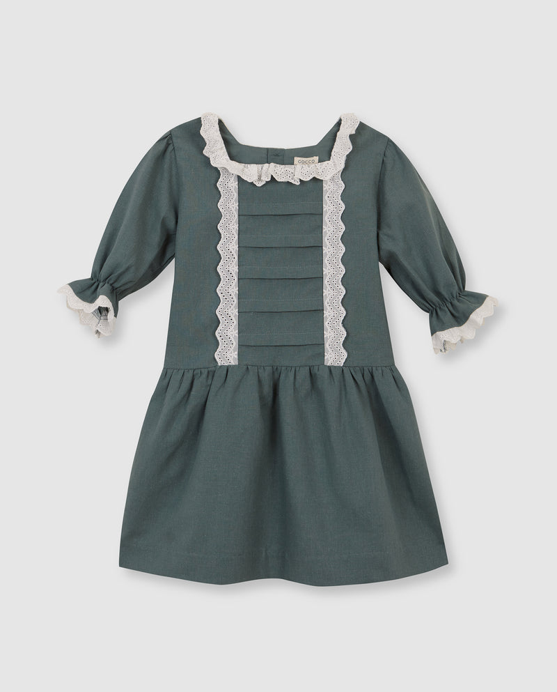 Vestido De Lino Con Tiras Bordadas