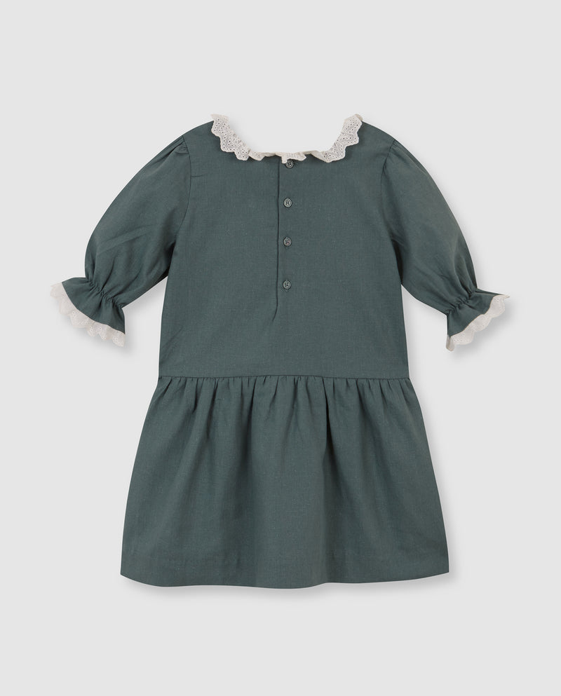 Vestido De Lino Con Tiras Bordadas