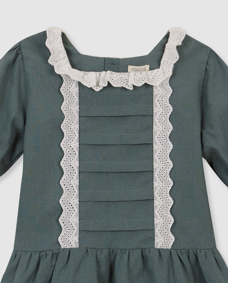 Vestido De Lino Con Tiras Bordadas