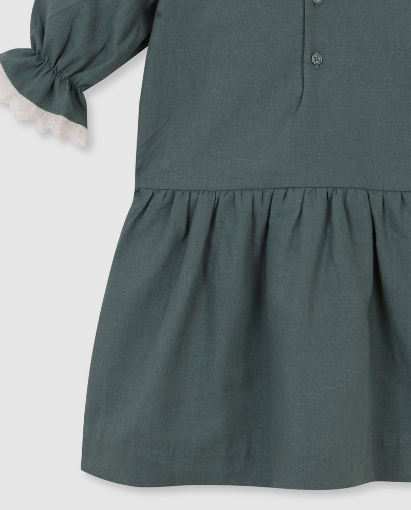 Vestido De Lino Con Tiras Bordadas