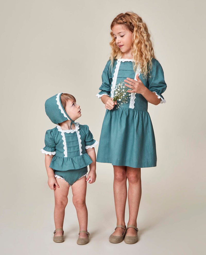 Vestido De Lino Con Tiras Bordadas