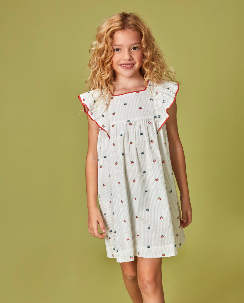 Vestido plisado para niña con estampado