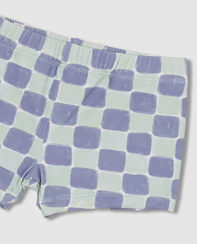 Traje de Baño con Estampado De Cuadros
