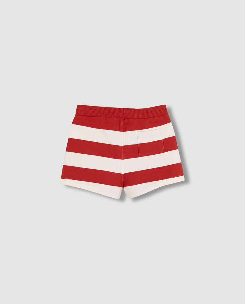 Short de felpa a rayas rojas para niño