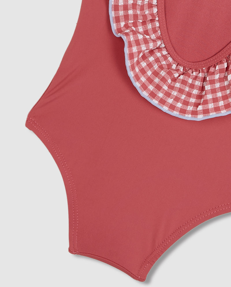 Traje de baño con cuello de cuadros para bebé