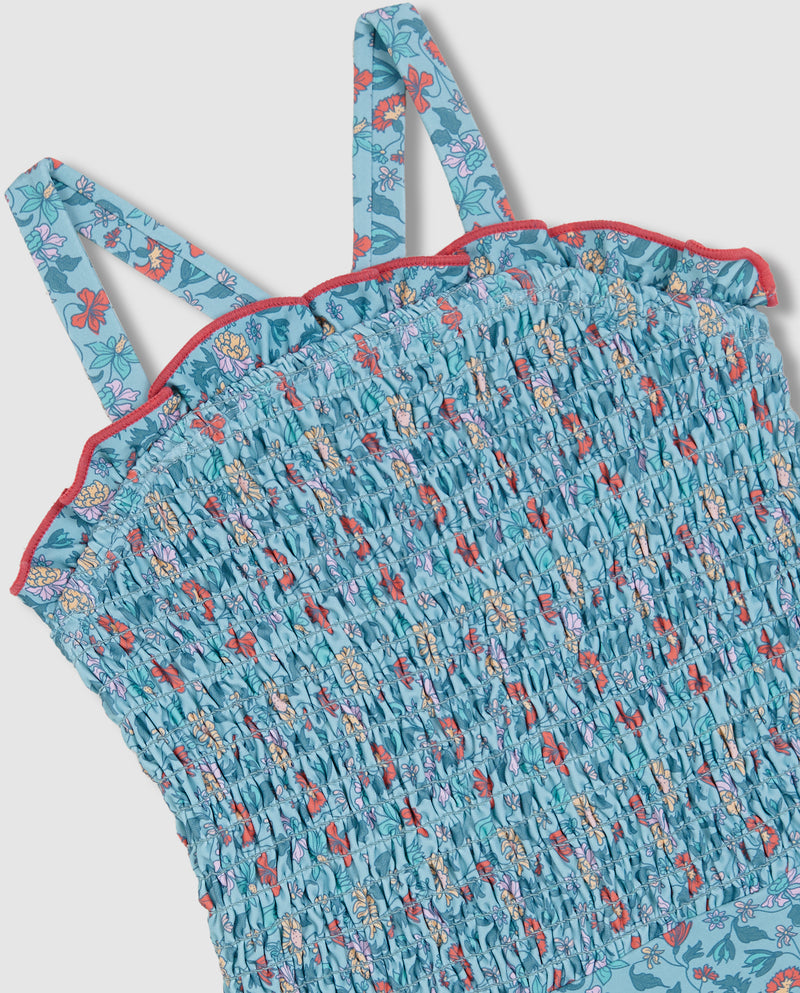 Traje de baño turquesa para niña con estampado