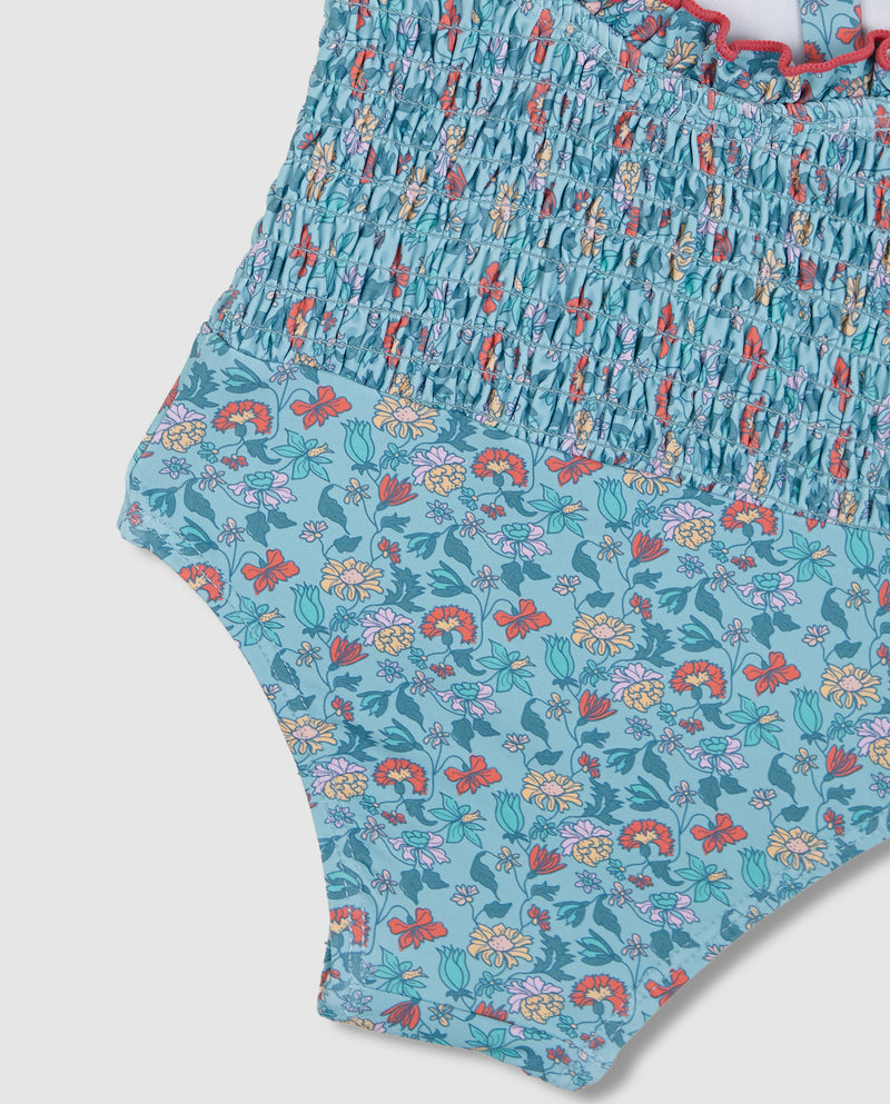 Traje de baño turquesa para niña con estampado