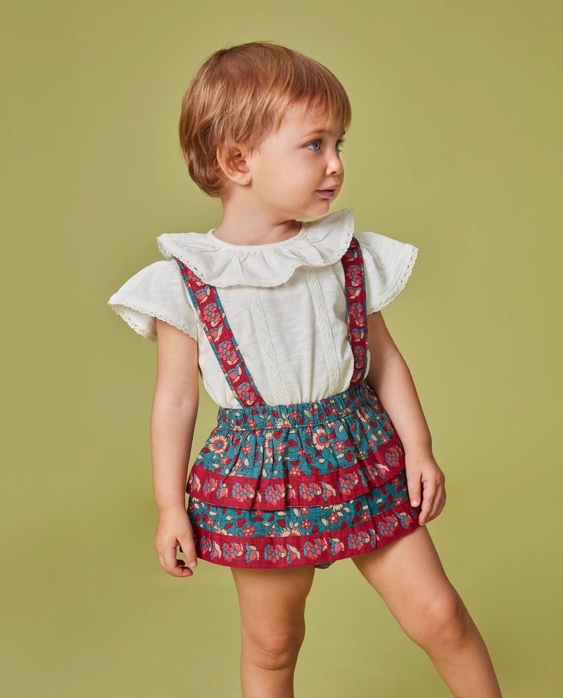 Falda con estampado de flores y plisado