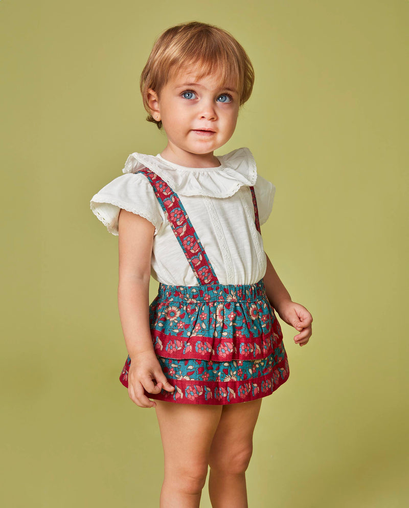 Falda con estampado de flores y plisado