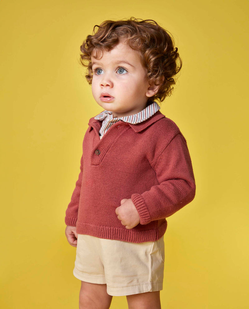 Suéter con cuello tipo polo para bebé