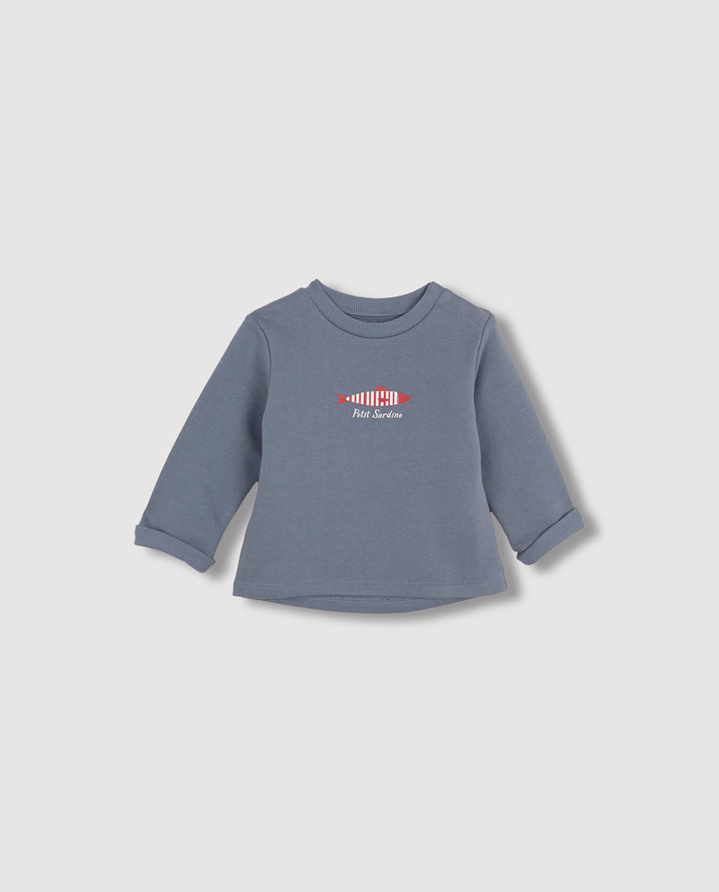 Suéter para bebe color azulado con estampado