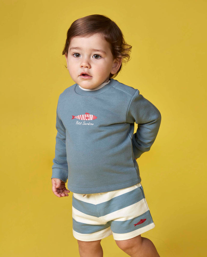 Sudadera para bebe color azulado con estampado