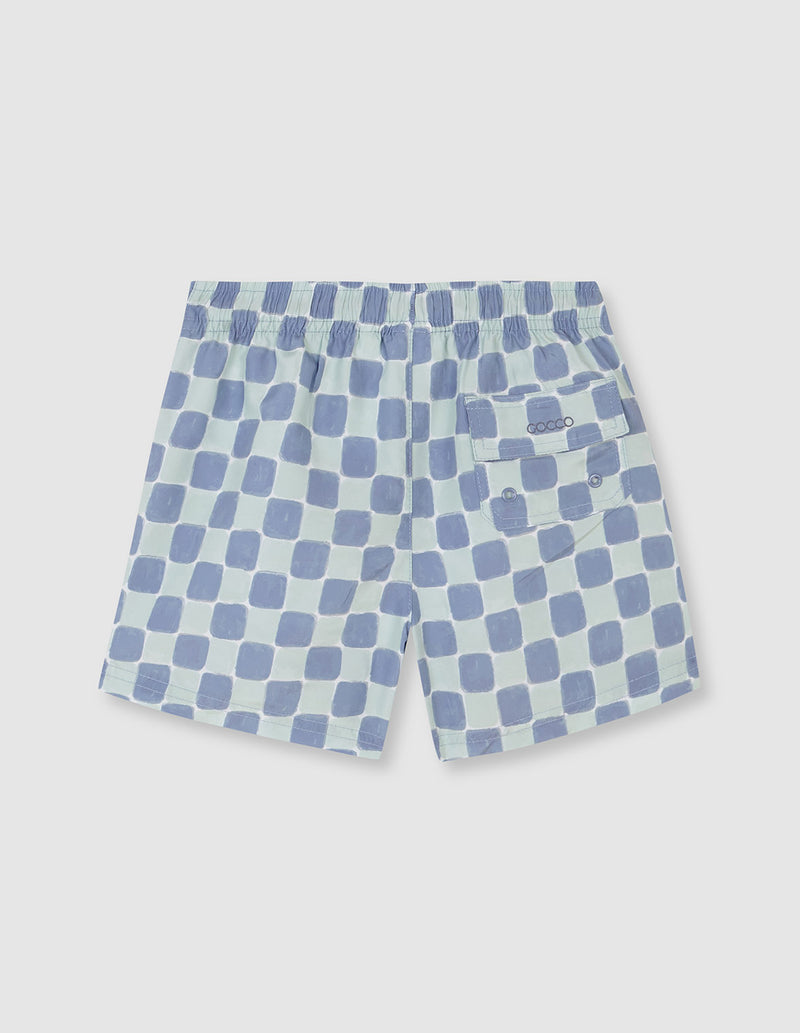 Traje de baño azul pavo con cuadros