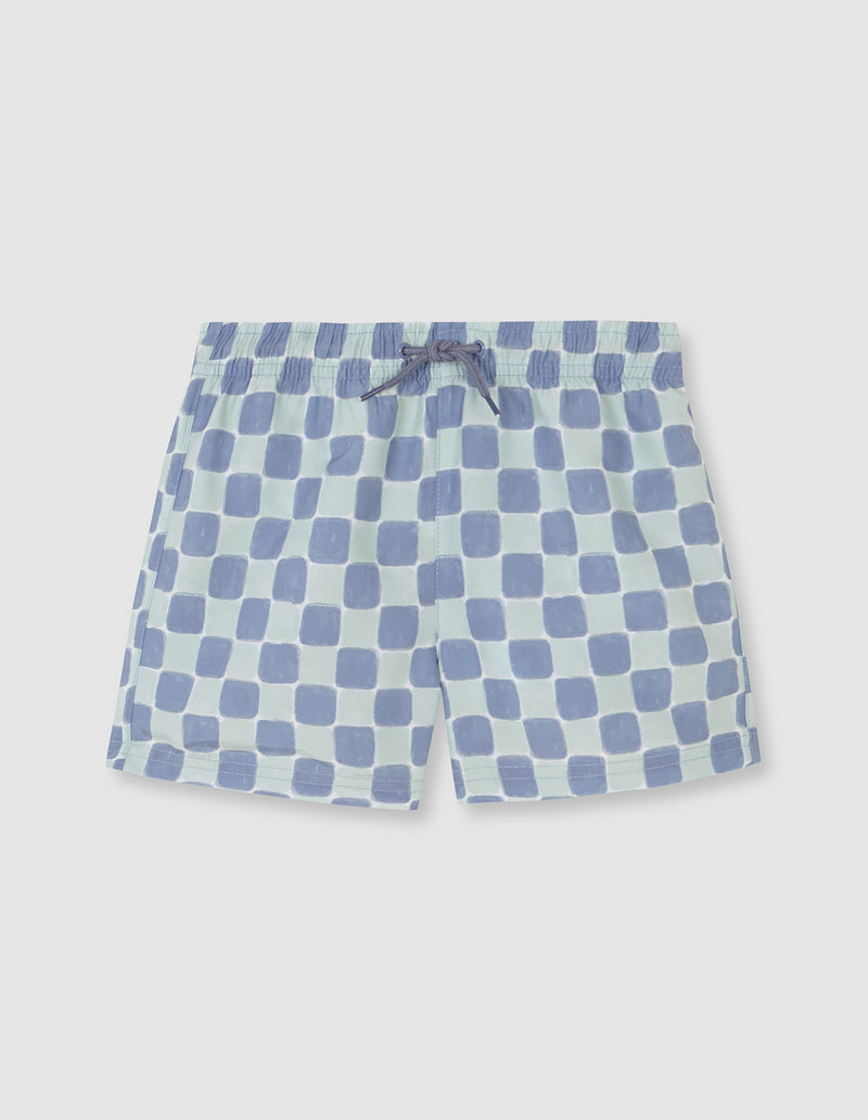Traje de baño azul pavo con cuadros para niño