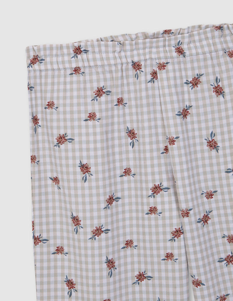 Pijama de mini cuadros con estampado de flores