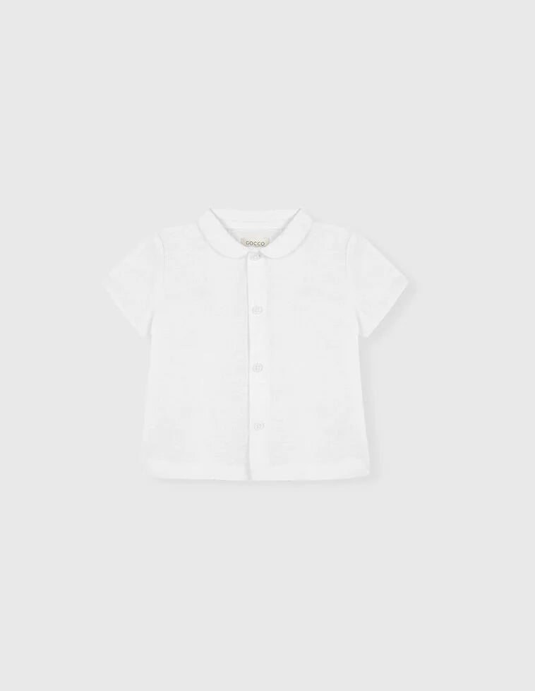 Camisa manga corta lino blanca